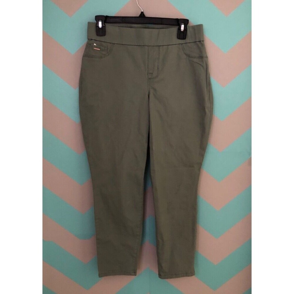 Nine West Jeans Heidi Pull On Crop Pants Women’s Size 6 Olive Green Stretch